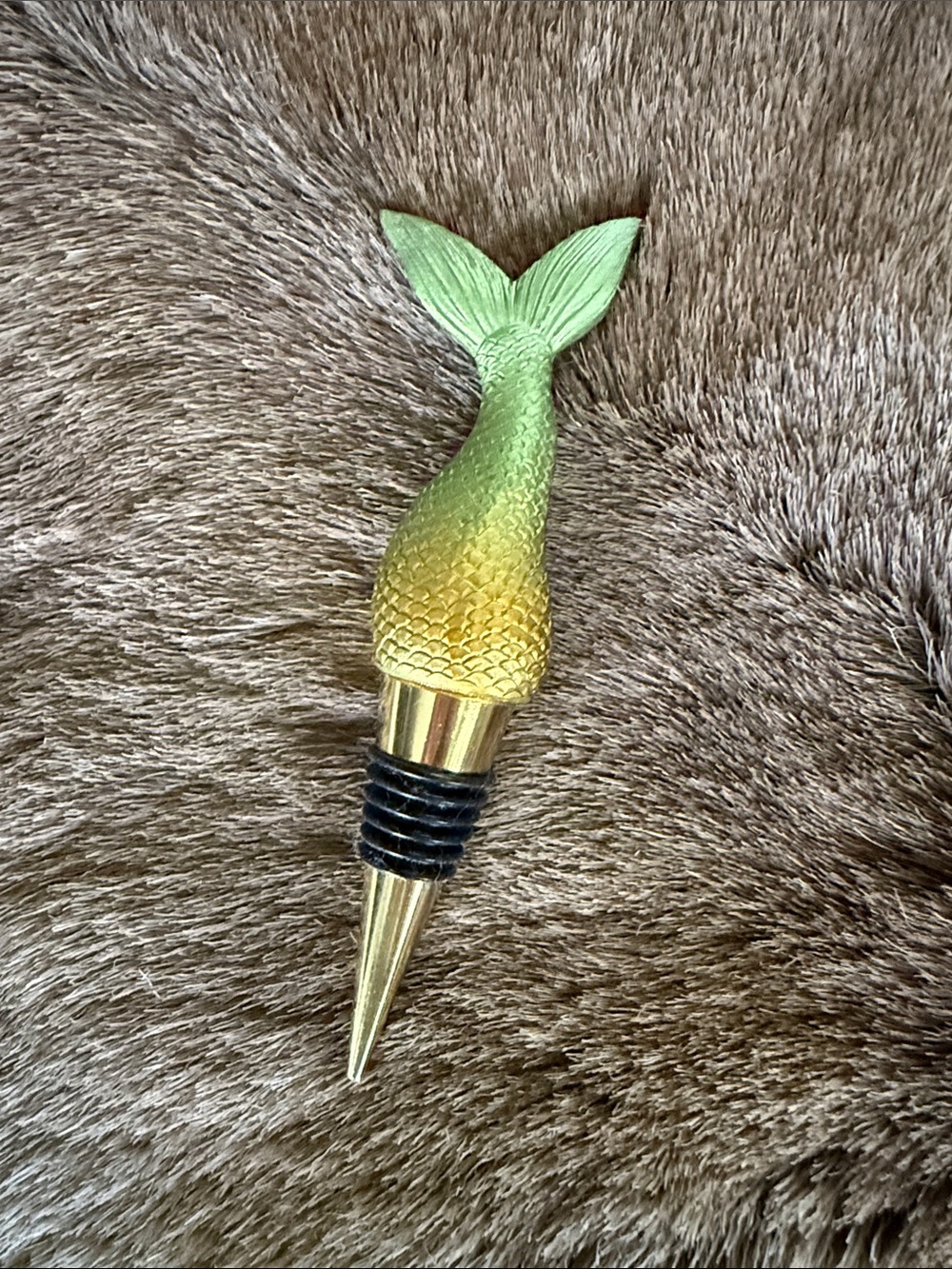NWOT! Green and Gold Mermaid Tail Bottle Stopper